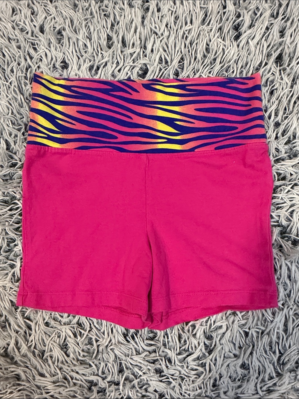 Danskin Now Bike Shorts with Zebra Print Foldover Waistband